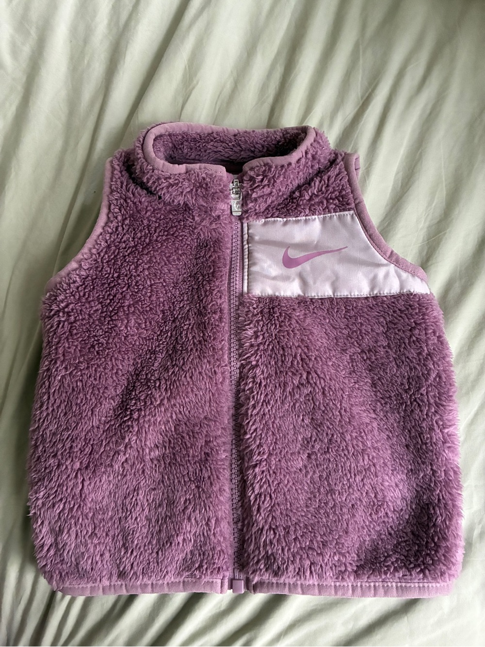 Nike Kids Lavender Plush Fleece Vest with Contrast Chest Panel